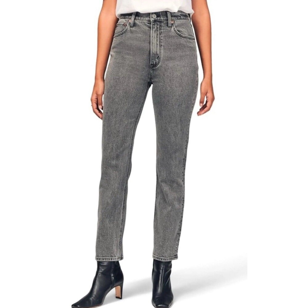 Abercrombie & Fitch Curve Love Ankle Straight High Rise Jeans Charcoal- Size 26S